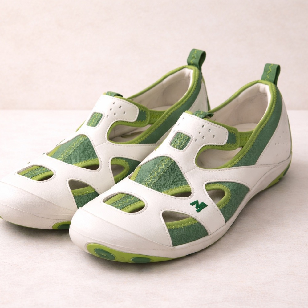 Merrell White and Green Women's Slip-On Athletic Sneakers